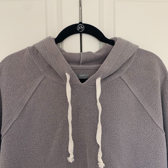 Aerie Cropped Grey Hooded Sweatshirt - Picture 2 of 4